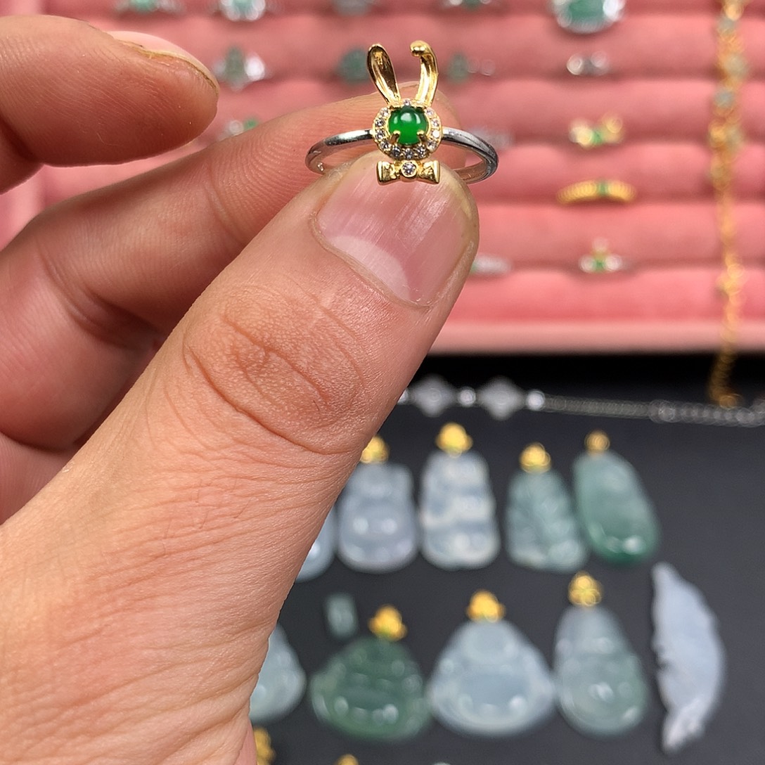 娜***翡翠银S925镶嵌戒指105