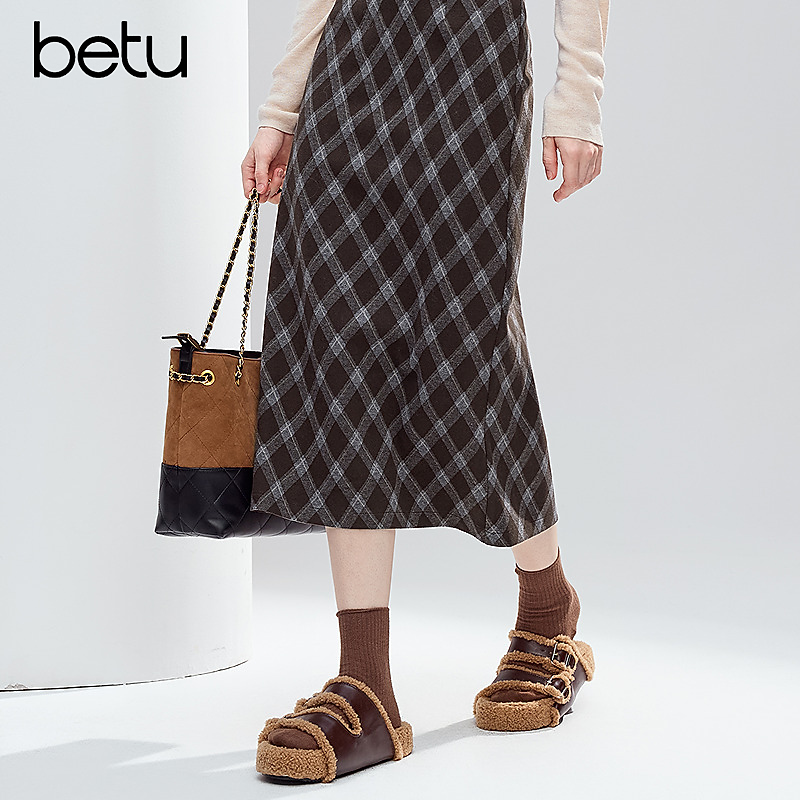 【籽言甄选】Betu/百图时尚百搭显瘦高腰半身裙2510T74