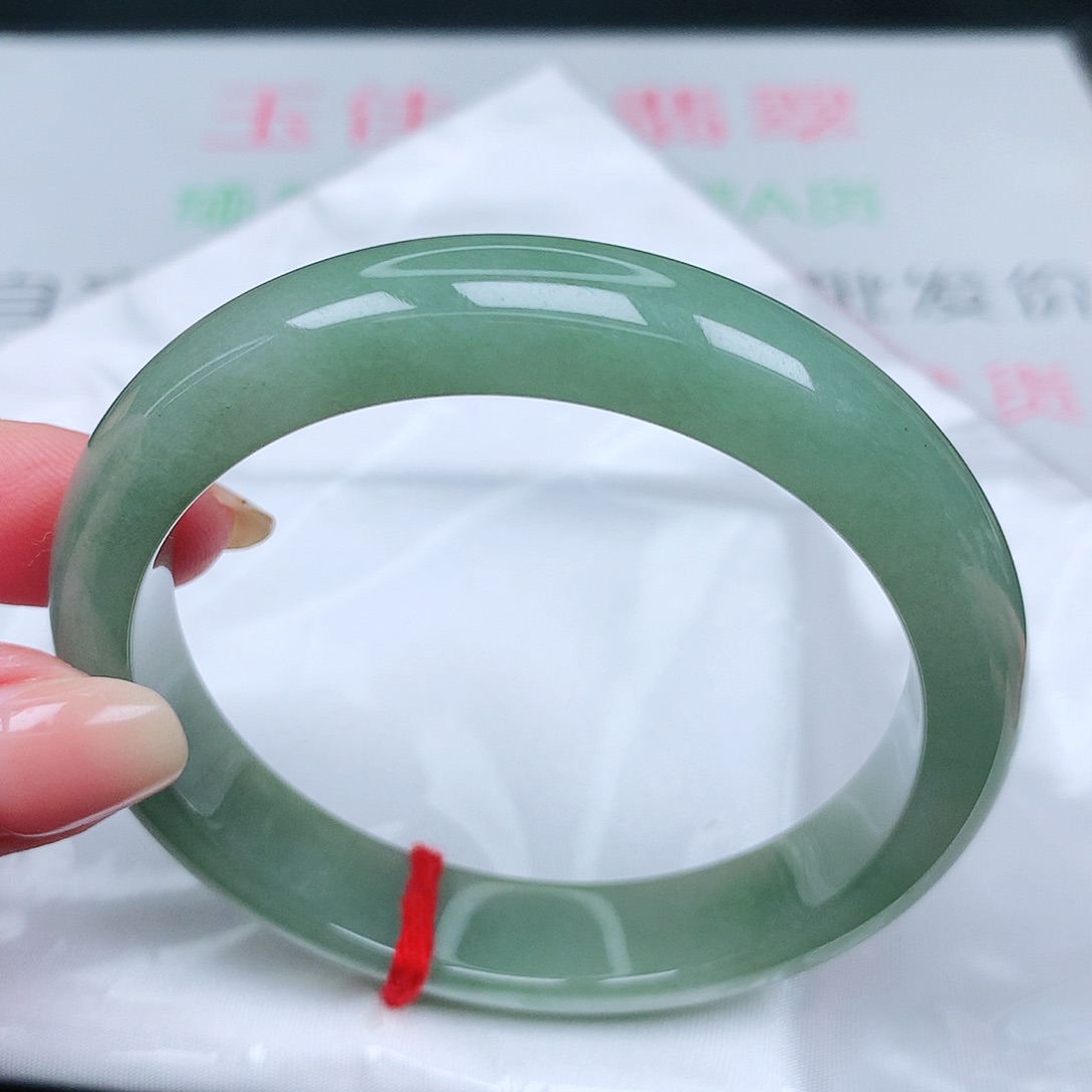 未镶嵌手镯翡翠38湖水绿 满绿