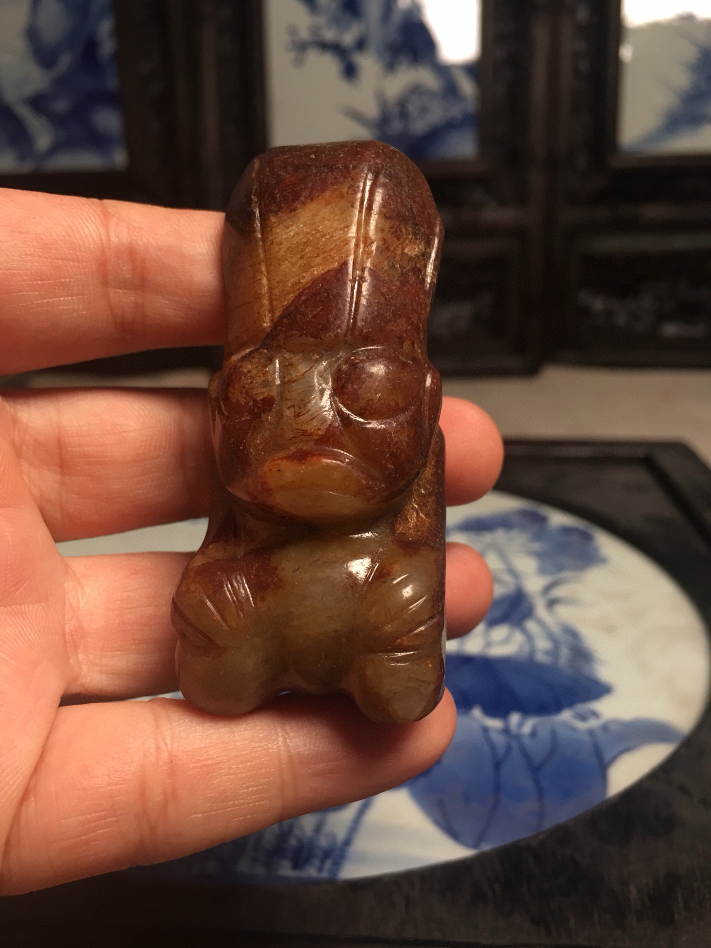 岫玉人物摆件手工