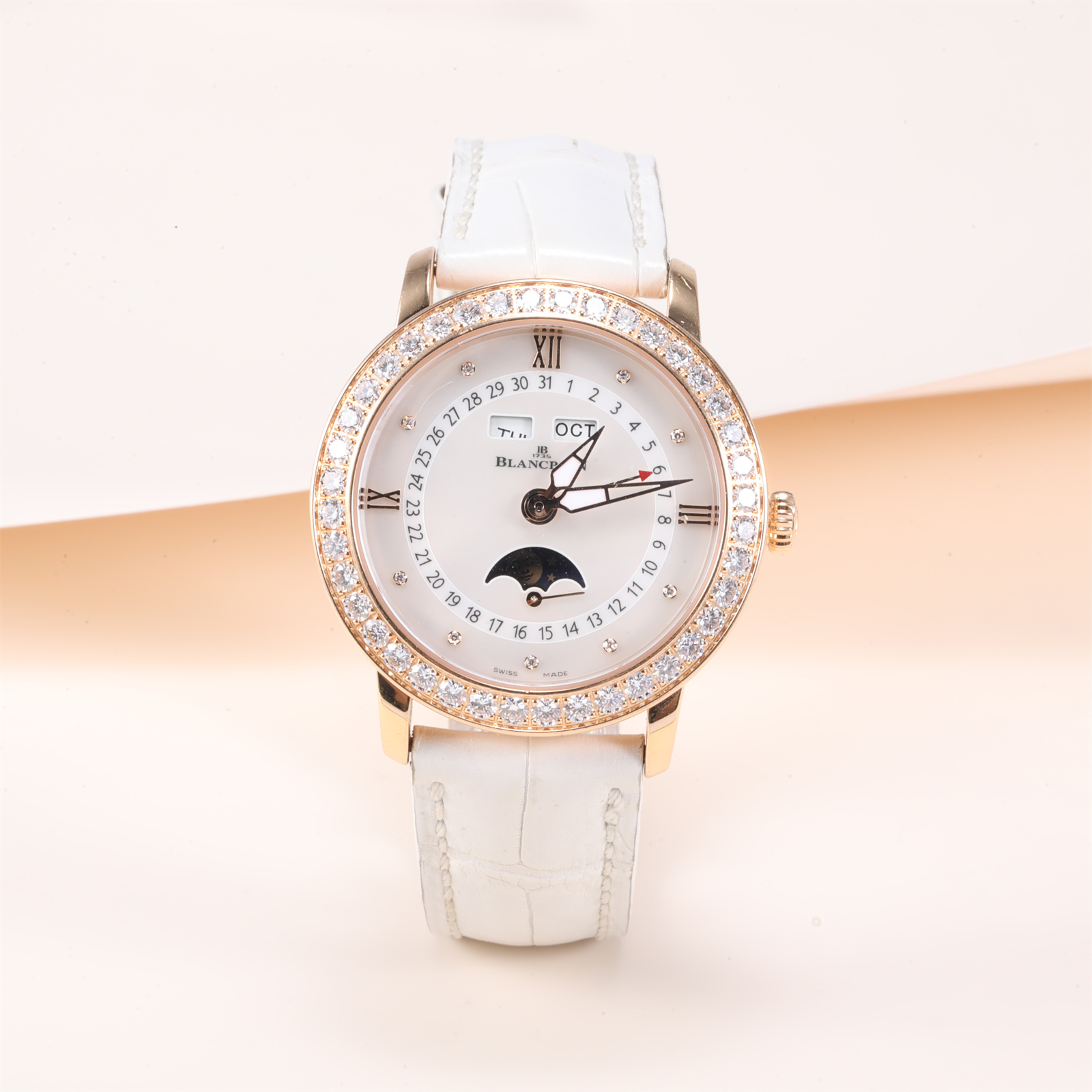 99新 Blancpain 小花6欢 宝珀女装系列3663-2954-55B手表-35mm