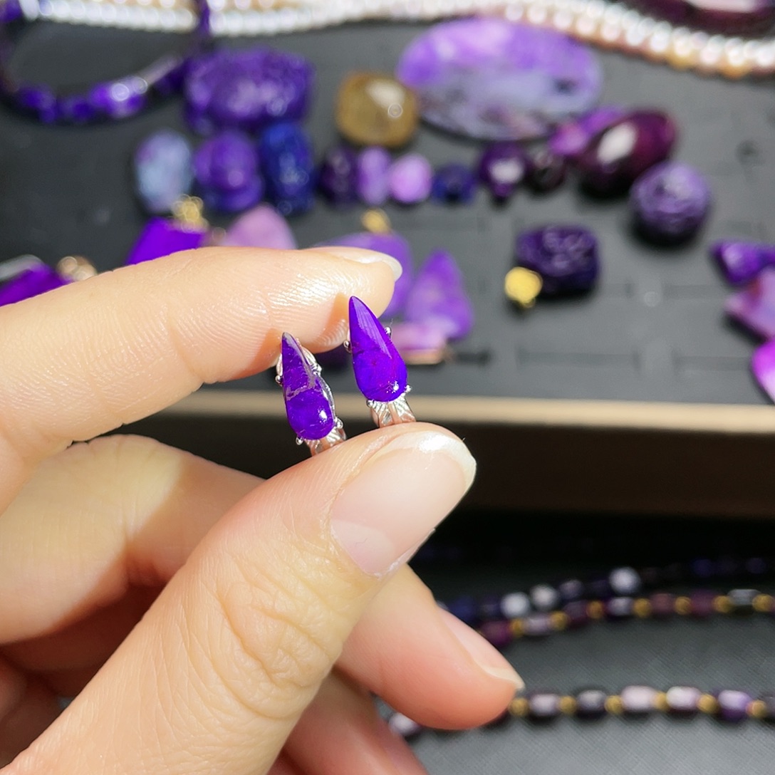 苏纪石（舒俱来）耳扣银S925镶嵌