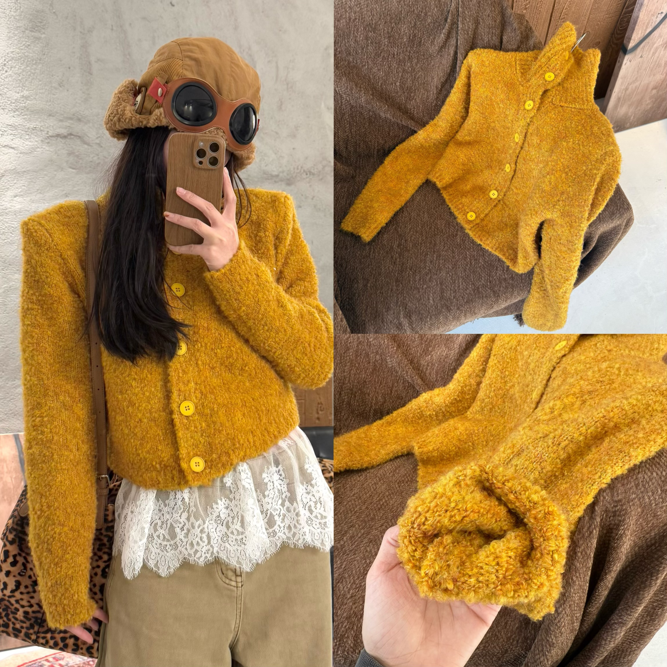 KUKUDEMI 「红浆果」秋冬韩系复古排扣保暖百搭毛衣慵懒风针织开衫