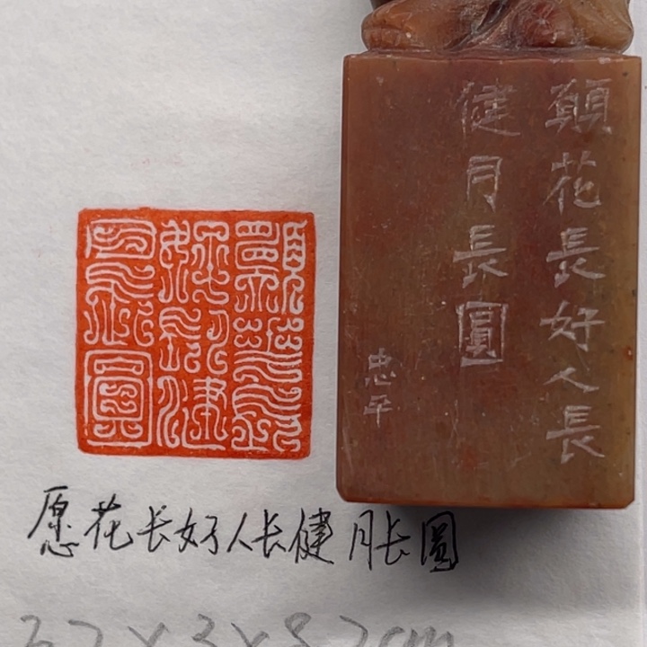 青田石印石愿花长好，人长健，月长圆