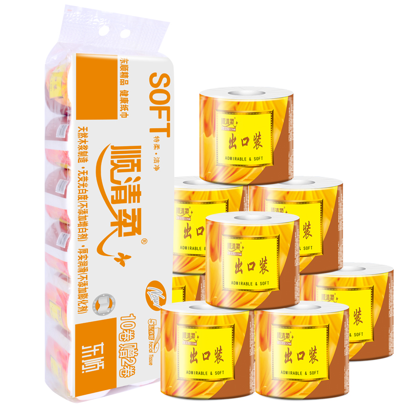 东顺顺清柔出口装有芯卷纸2200克/提家庭装实惠厕纸卫生纸卷筒纸