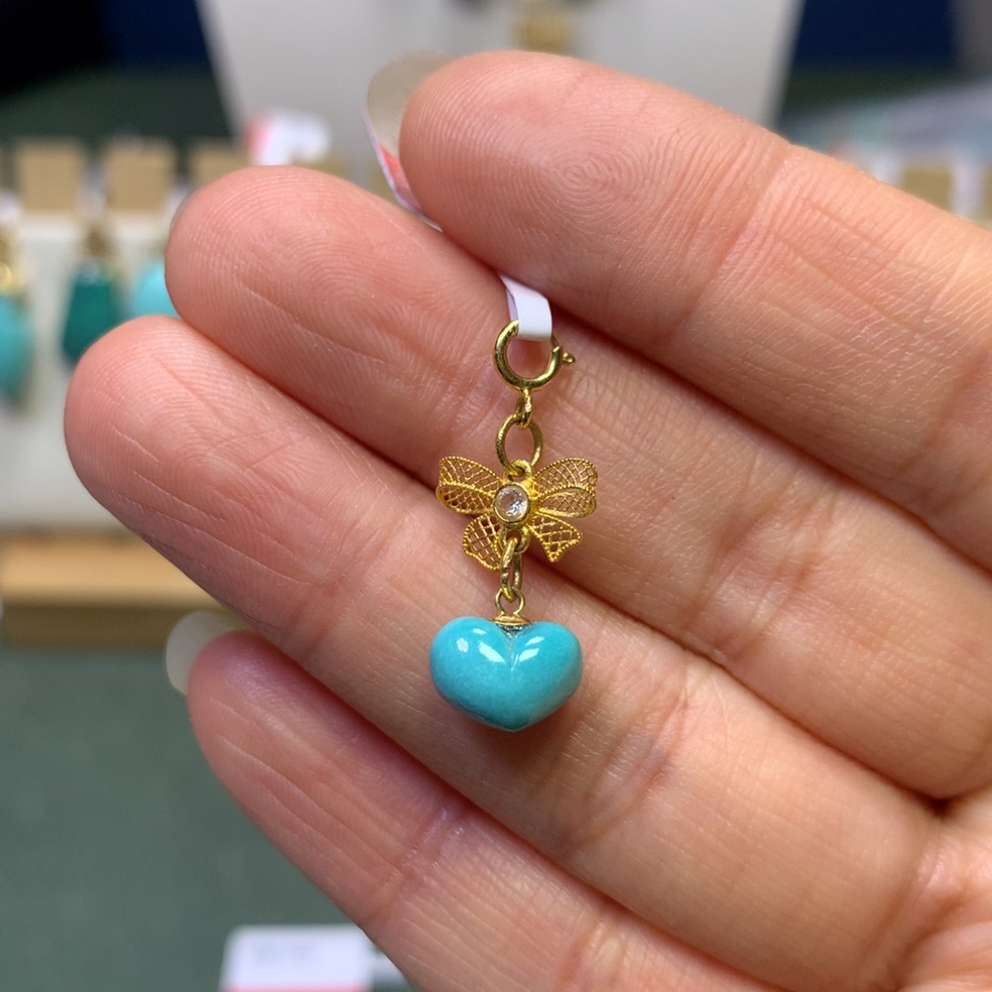 绿松石挂件18K金镶嵌