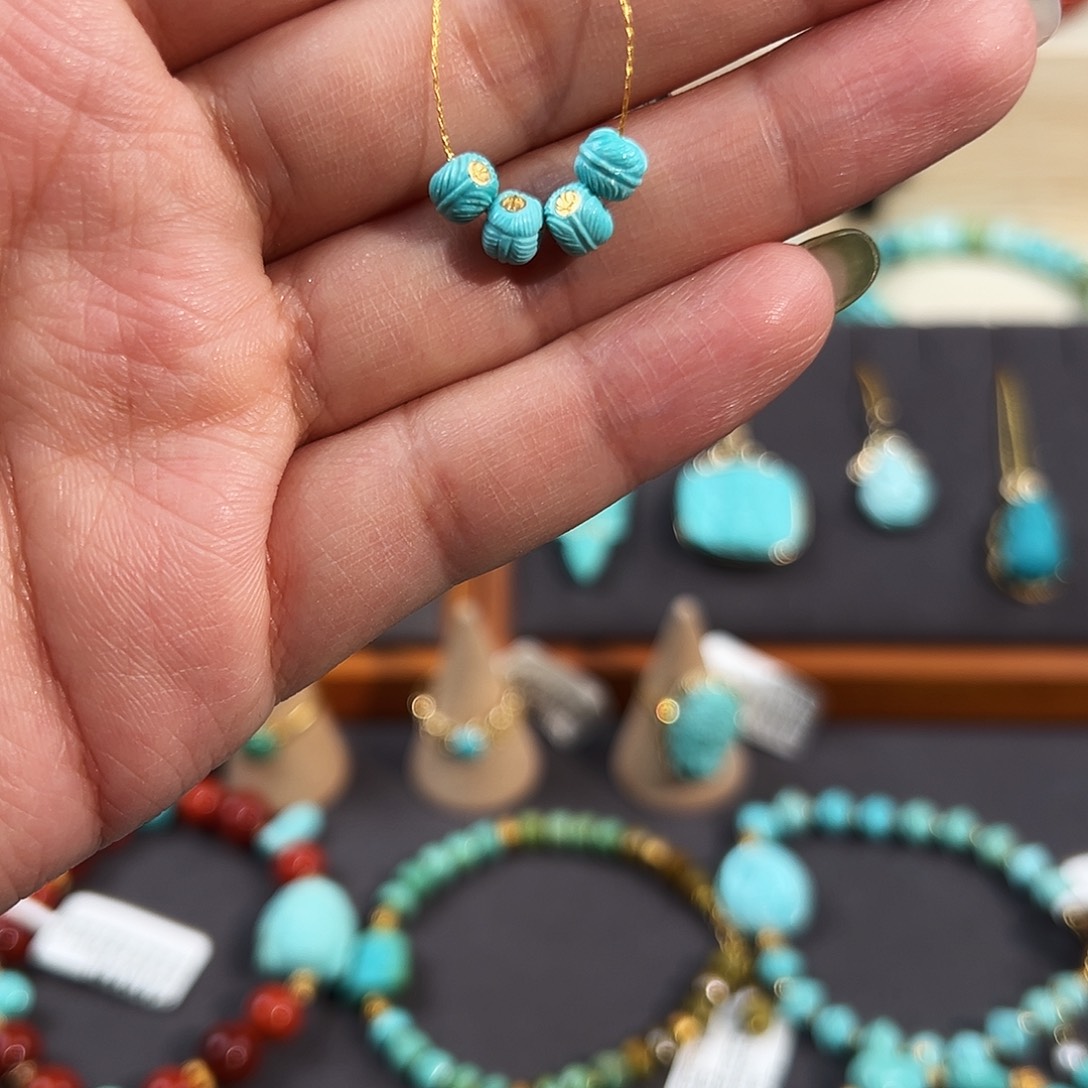 未镶嵌绿松石把件羽毛扣配饰