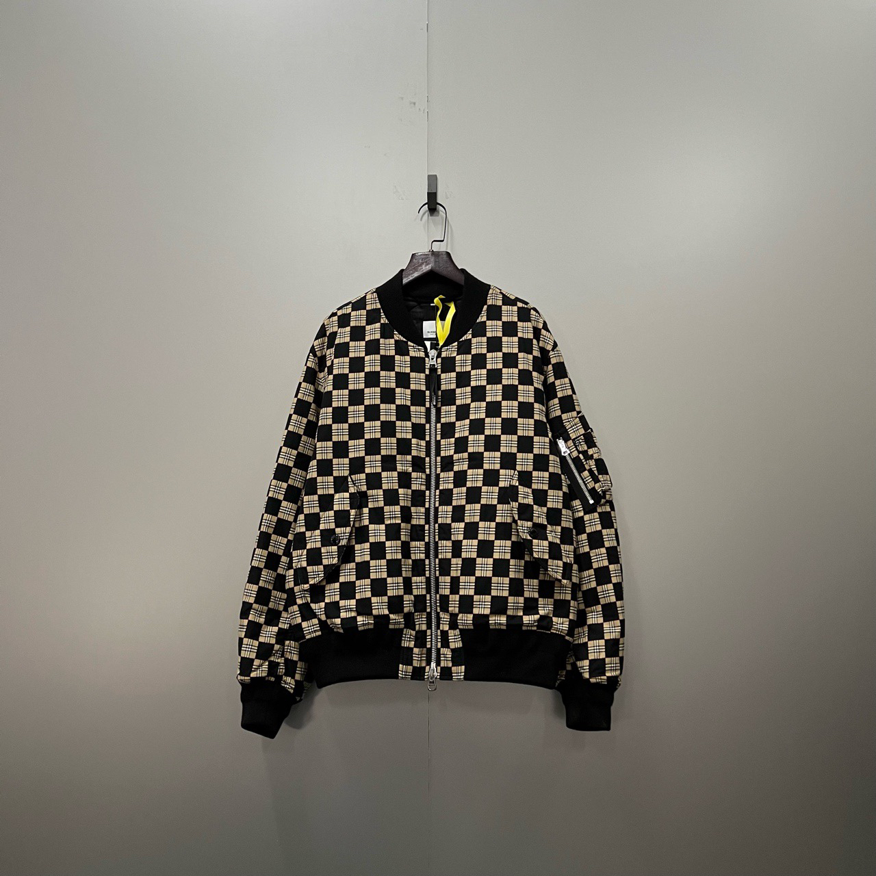 95新 BURBERRY/博柏利 （bb）格纹拼色飞行员夹克 S码/301369