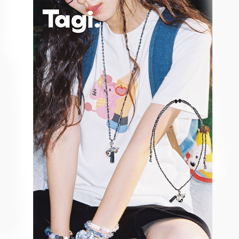 铜项链 Tagi.福lulu编织可调节金属长款彩色编绳项链百搭