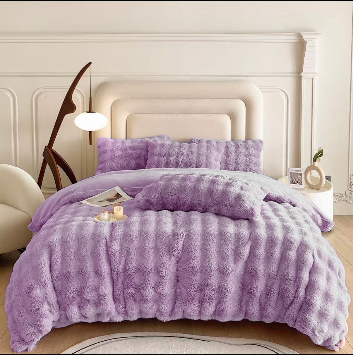 【小六专属】加厚床盖式兔毛绒保暖四件套