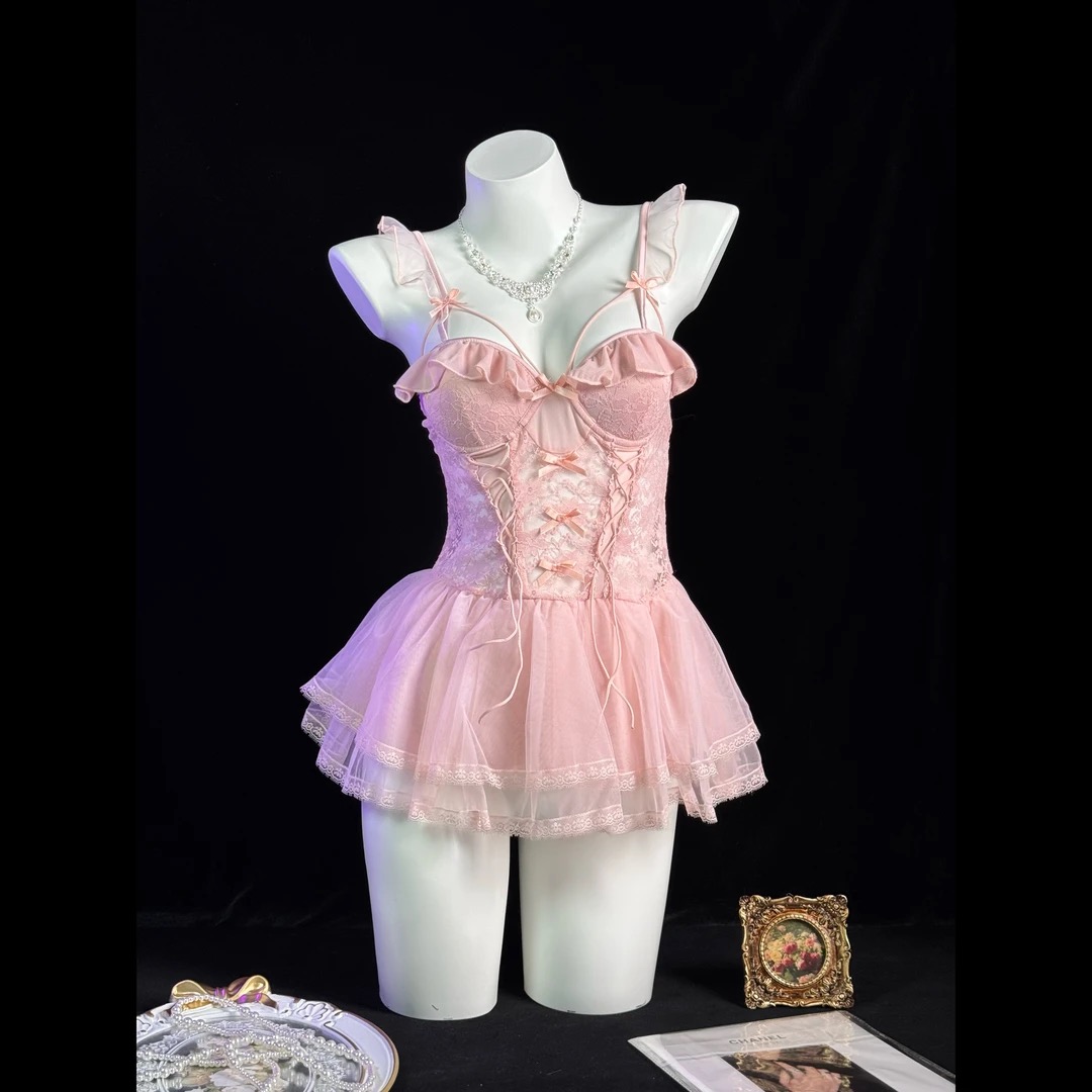 刘掰掰【粉色心事】新款纯欲风性感内衣显瘦高级感魅力居家睡裙睡衣