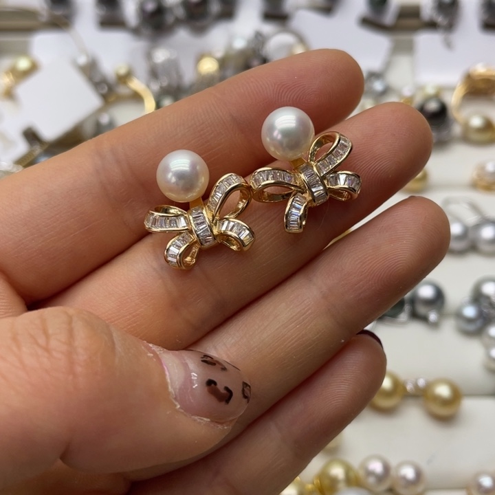 海水珍珠耳饰银S925镶嵌