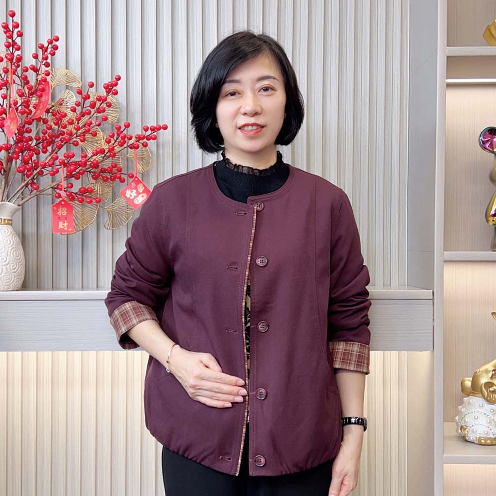 2025秋季新款纽扣圆领时尚中老年女装休闲风洋气百搭宽松长袖外套
