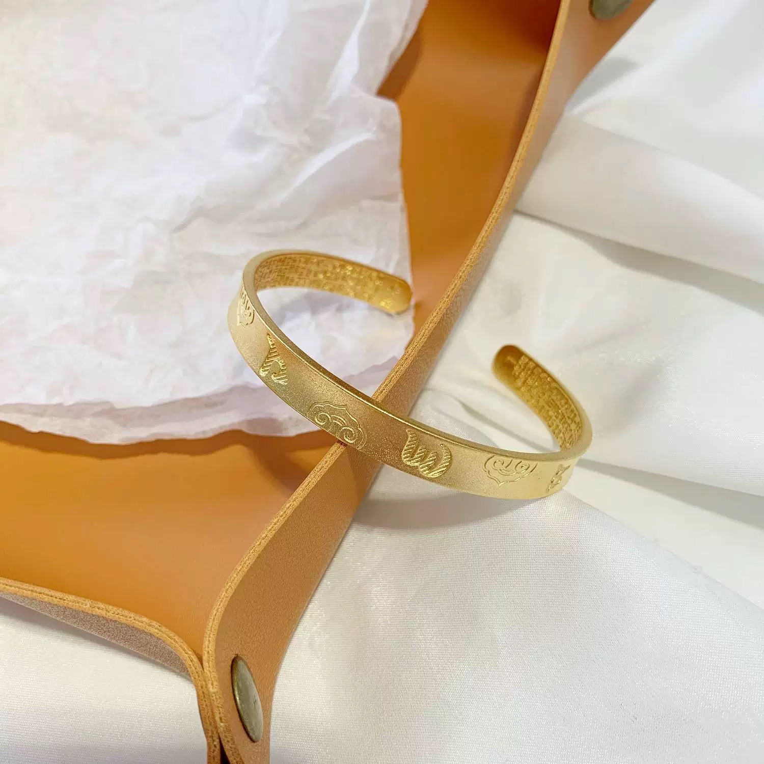 足银手镯  开口祥云心经手镯复古实心大气轻奢经典