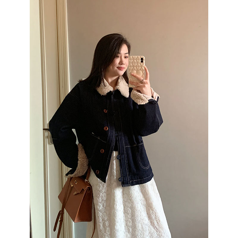 花总吖【休闲解构】秋冬新款冬季休闲保暖牛仔棉服外套R425Z21585