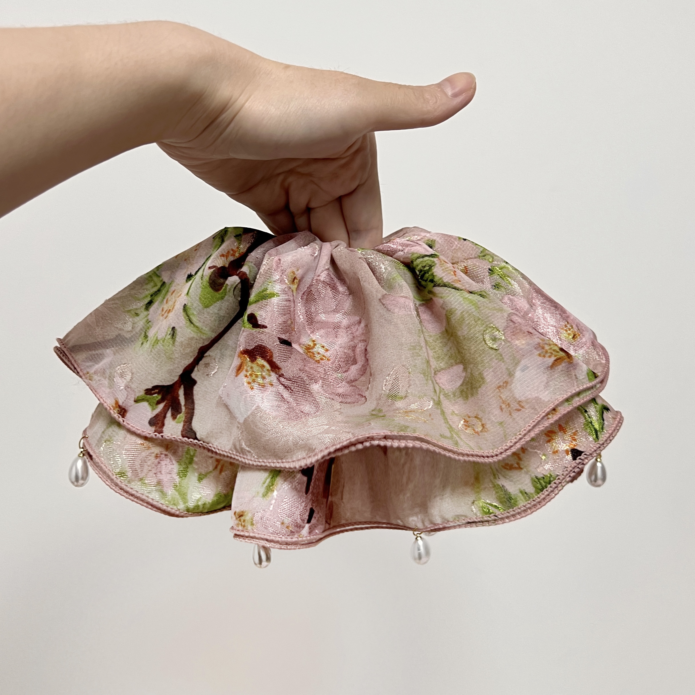 布艺发饰 巨无霸剪花国风裸粉发圈（单圈带，嫌大慎拍）