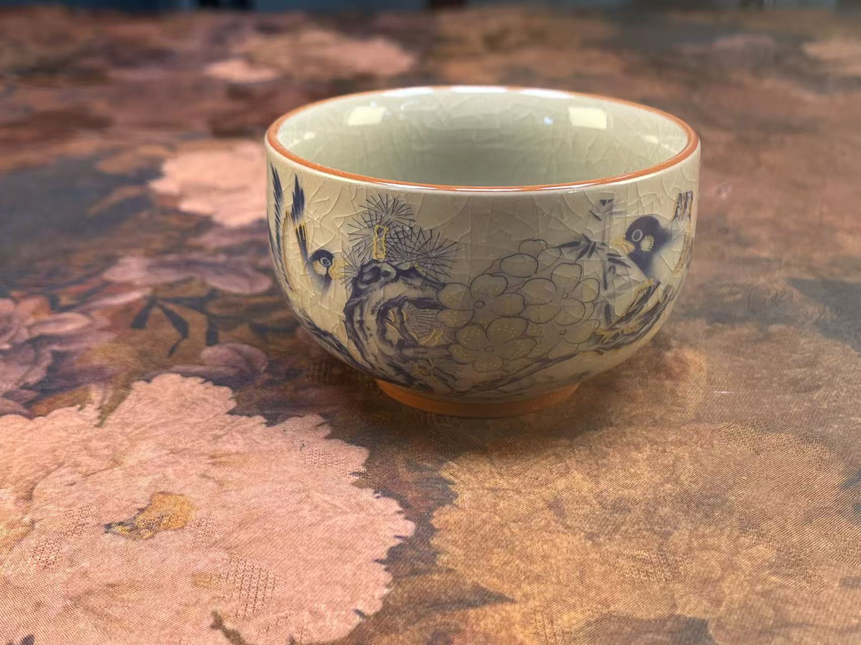 梅花鸟铜钱杯-5164
