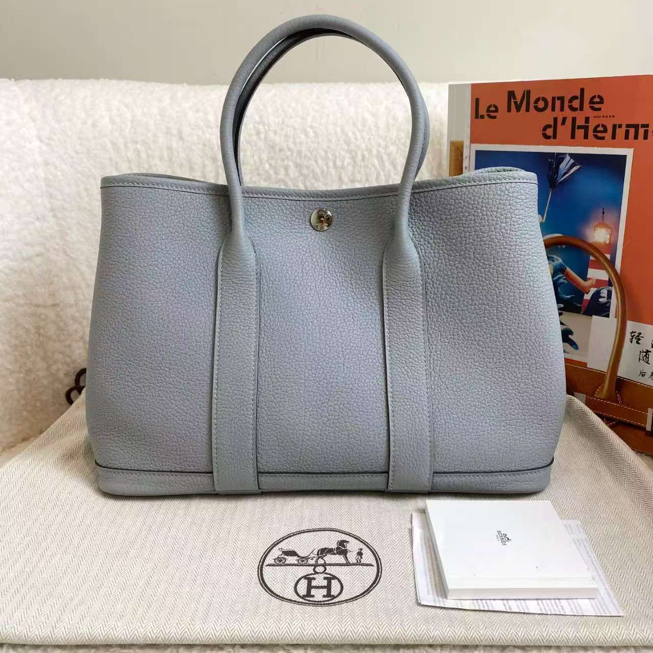 99新 Hermes/爱马仕 木偶灰银扣花园30/59694956/12期/代卖服务