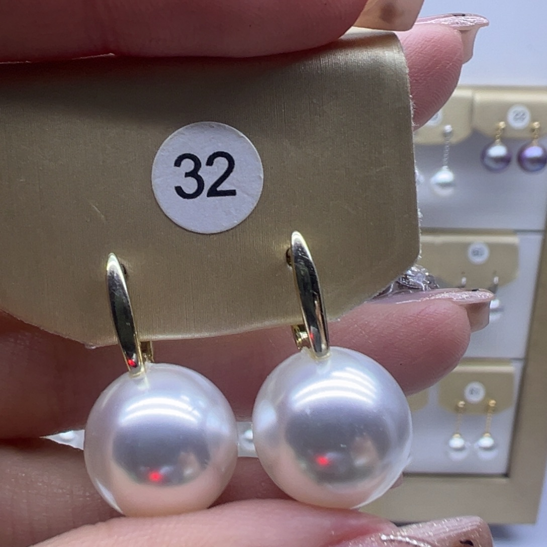 耳饰银S925镶嵌淡水珍珠