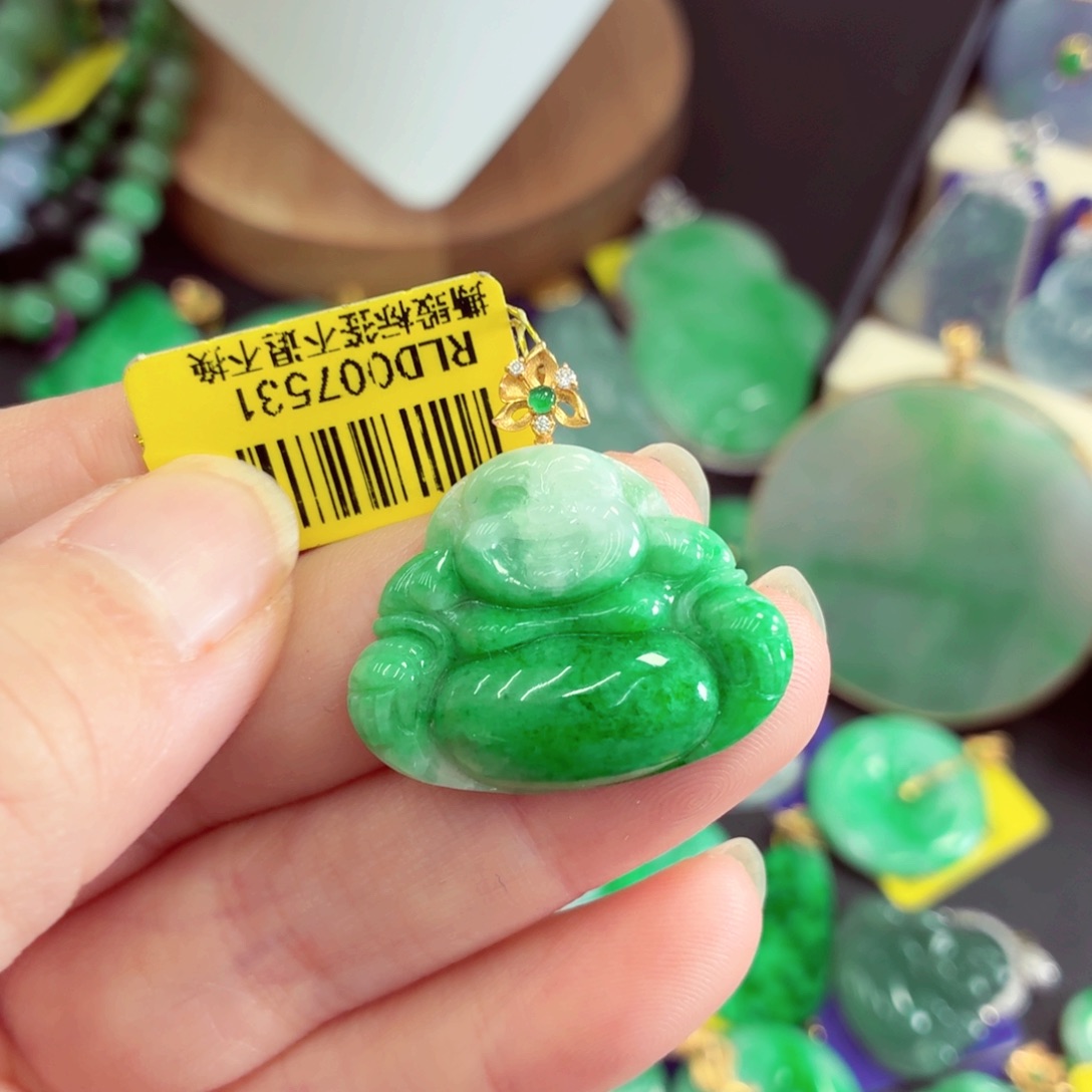 翡翠18K金镶嵌吊坠(不含链)