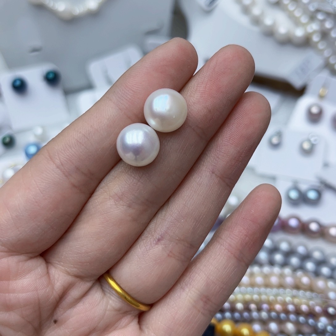 淡水珍珠耳饰银S925镶嵌