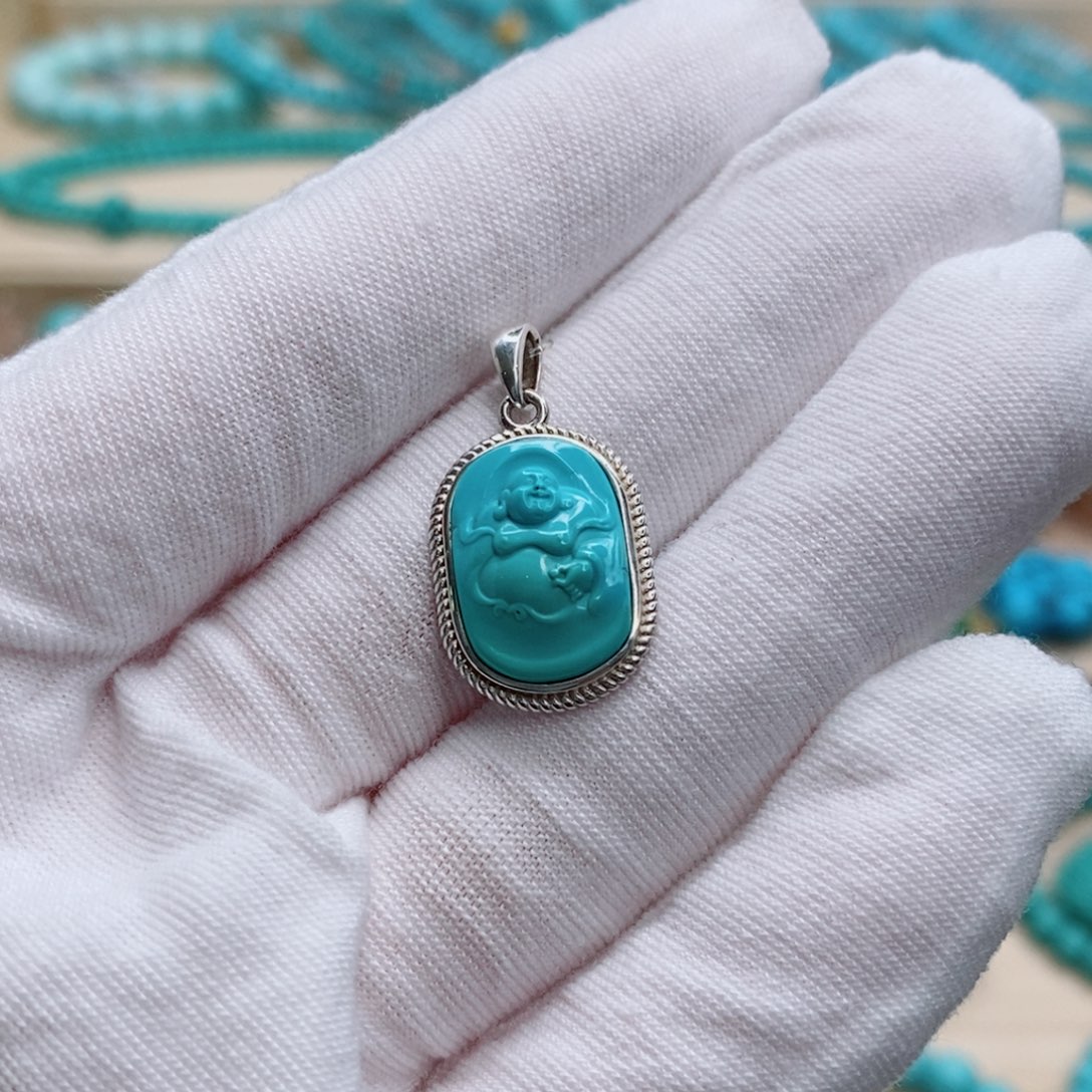 绿松石珠宝奇石银S925镶嵌