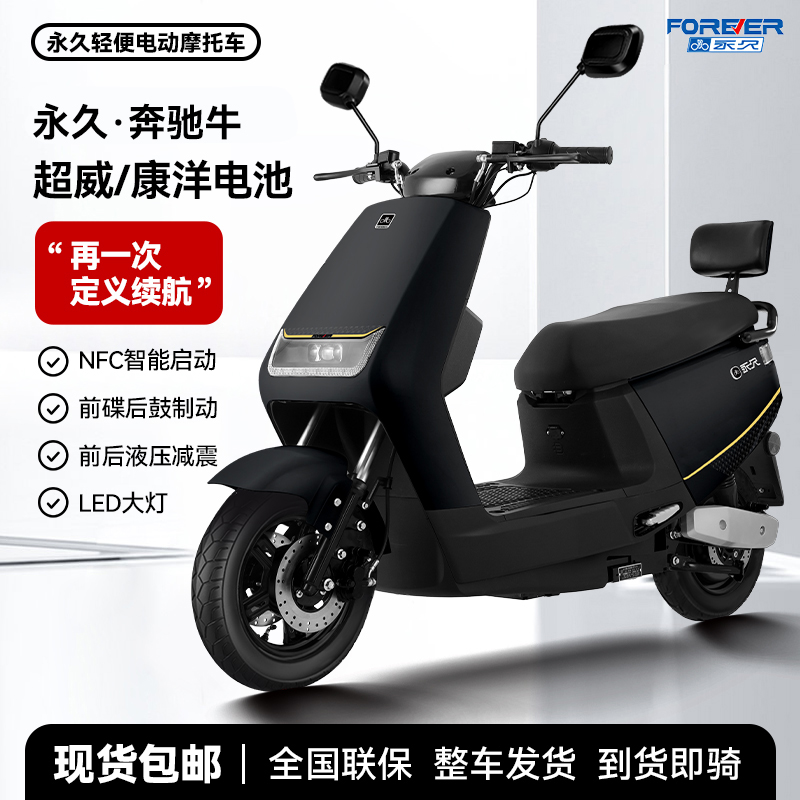 永久电动摩托车豪华两轮电动摩托车男女代步出行通用靠背款H