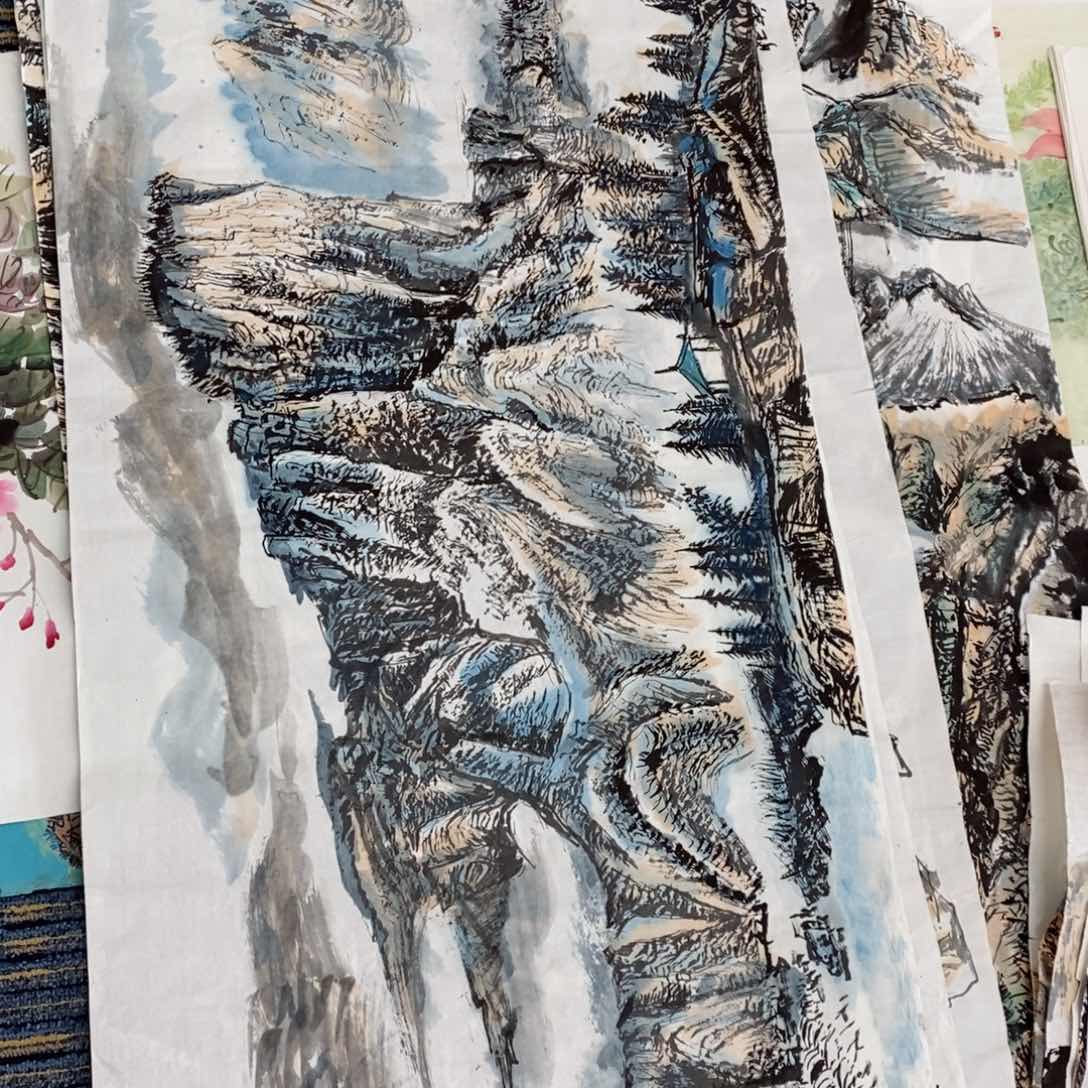 国画鸿**伴国画山水小六 张星巧  琪