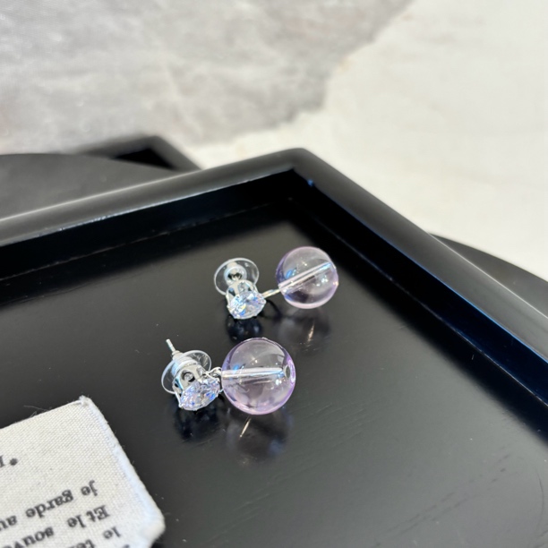 铜合金仿水晶耳饰 淡紫色z子耳环EH3481