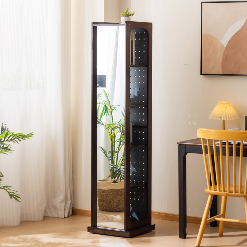 【竹禧】旋转全身镜洞洞板穿衣镜家用落地书架置物卧室试衣镜子
