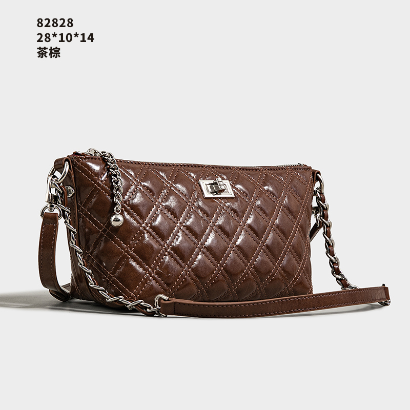 【云云甄选】SK-82828-茶棕-轻奢时尚女士新款单肩斜挎包