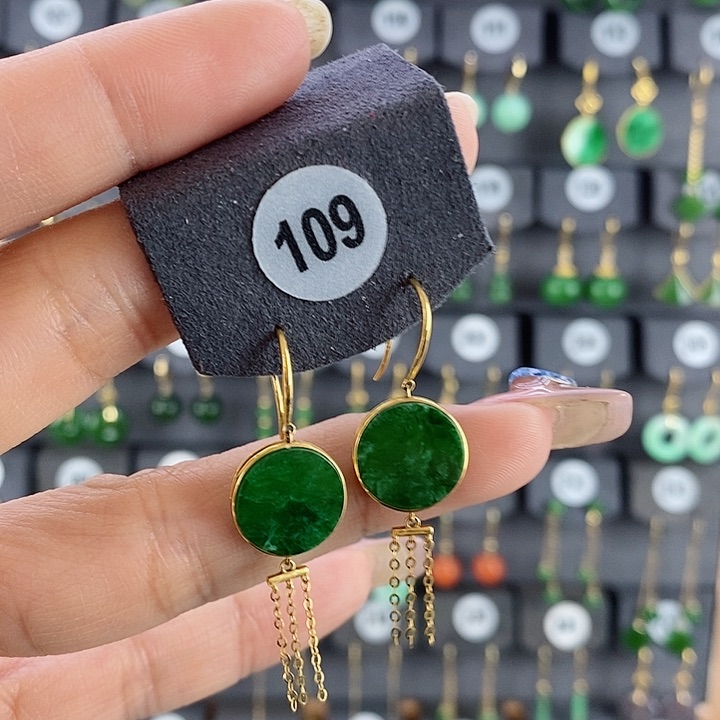 翡翠耳饰18K金镶嵌耳饰