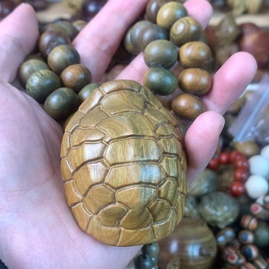木自****子绿檀木算盘手持十富甲