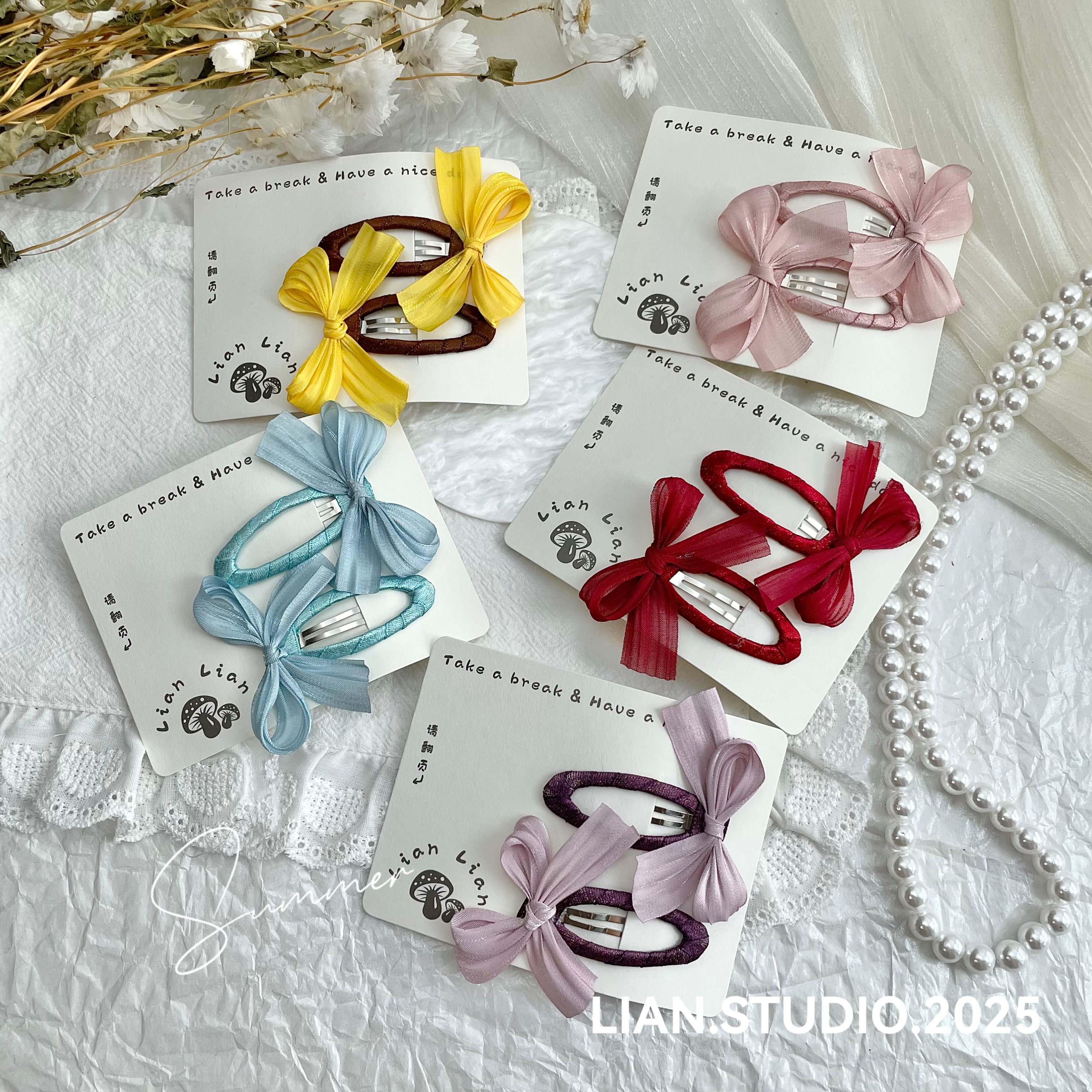 糖果色彩带结 全店凑满19.9包邮 Lian家原创 掰掰夹 A-0112