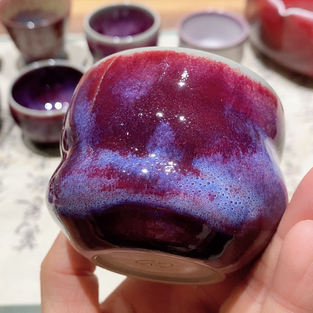 用***7摆件陶钧窑逍遥游压手杯