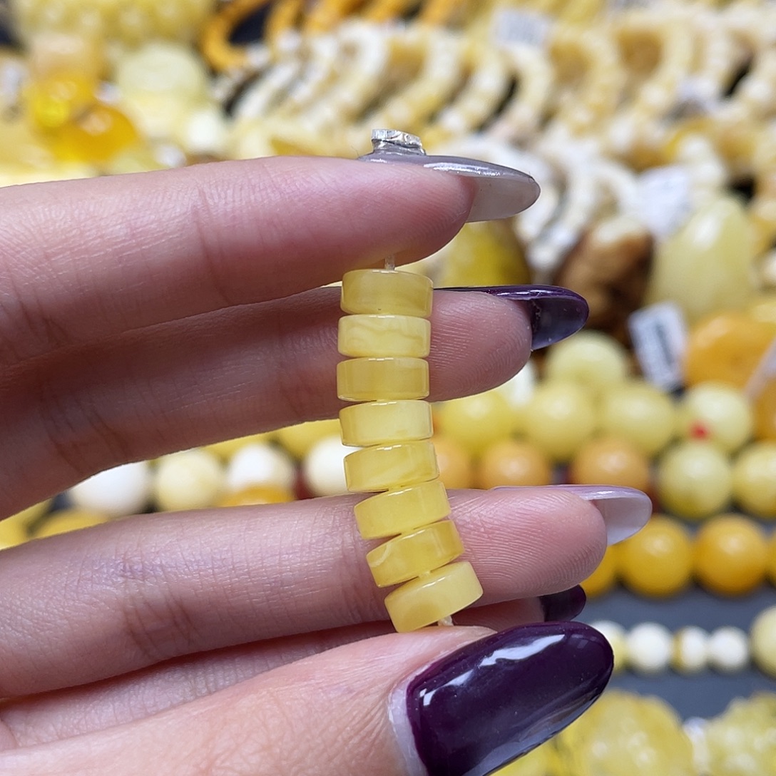 琥珀未镶嵌裸石8.5mm直切蜜蜡隔片 福利款