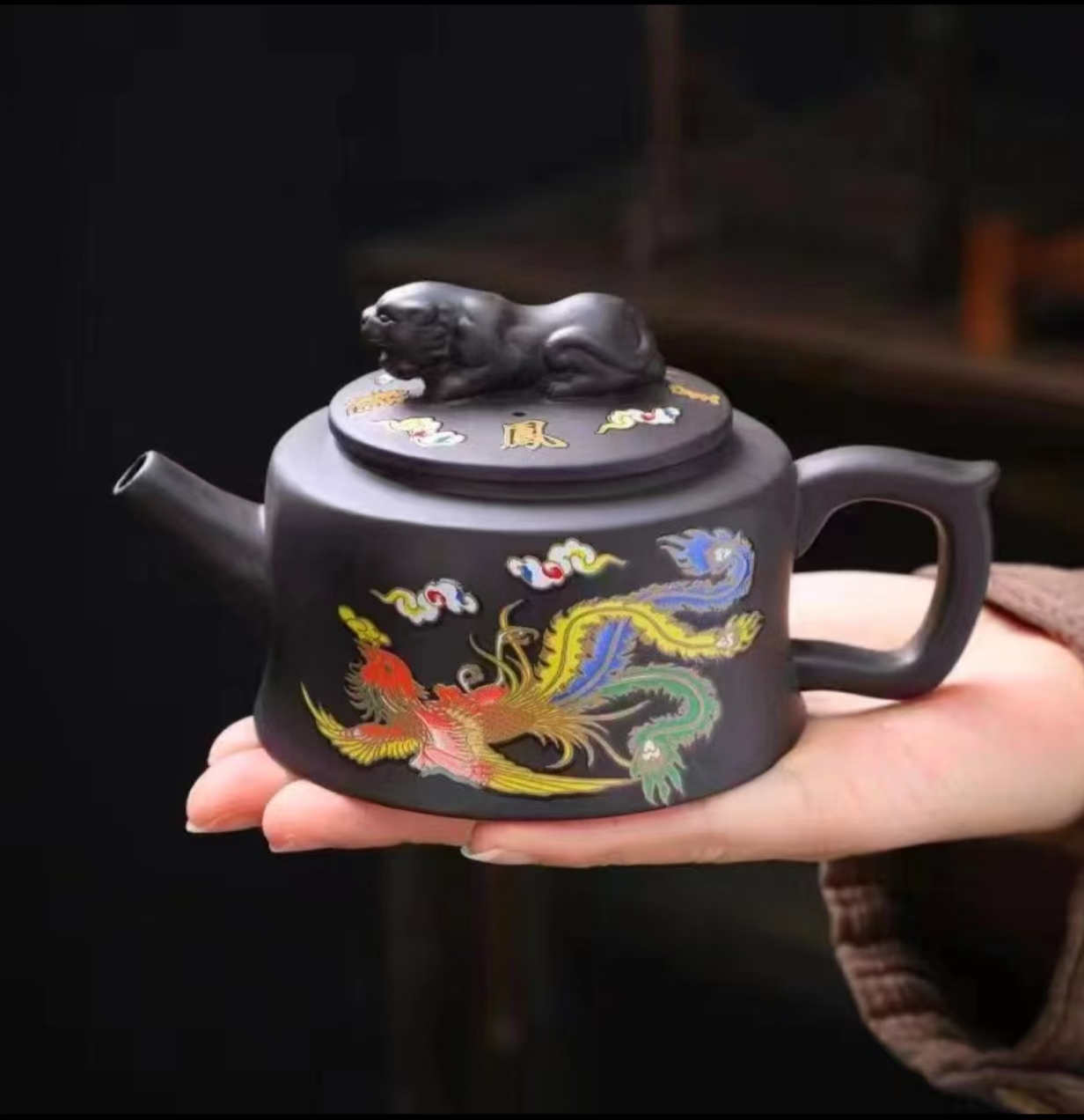 手工老紫泥卧虎藏龙凤鸣壶V2