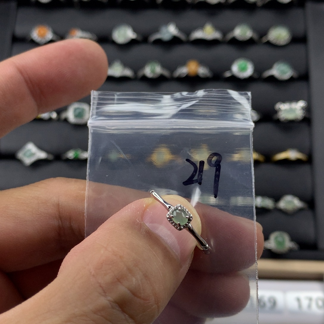 翡翠银S925镀金镶嵌戒指219