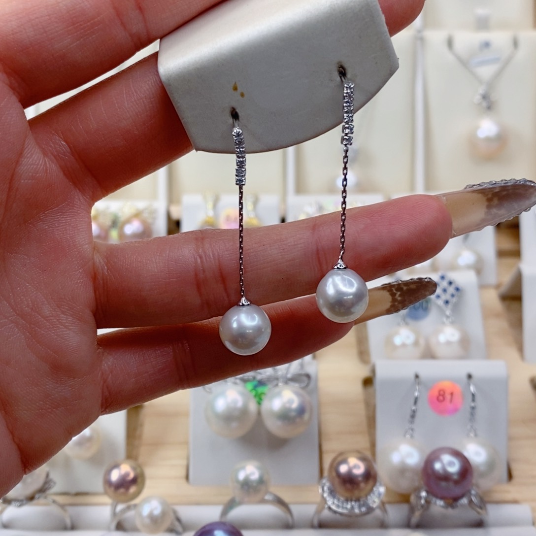 淡水珍珠耳饰银S925镶嵌