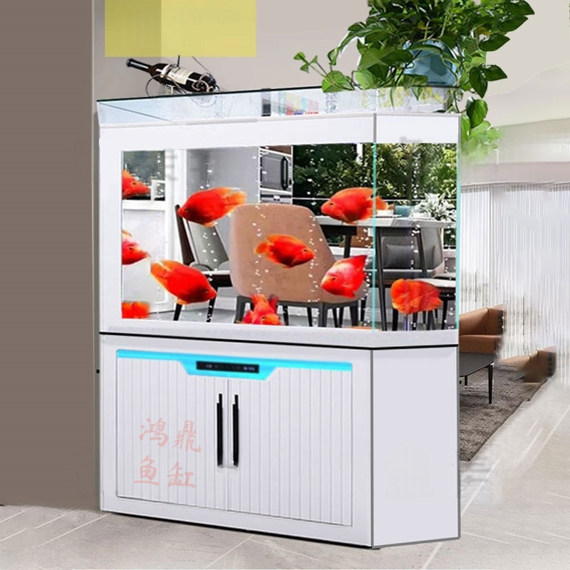 家用落地免换水超白玻璃鱼缸客厅餐厅屏风隔断底部客厅鱼缸