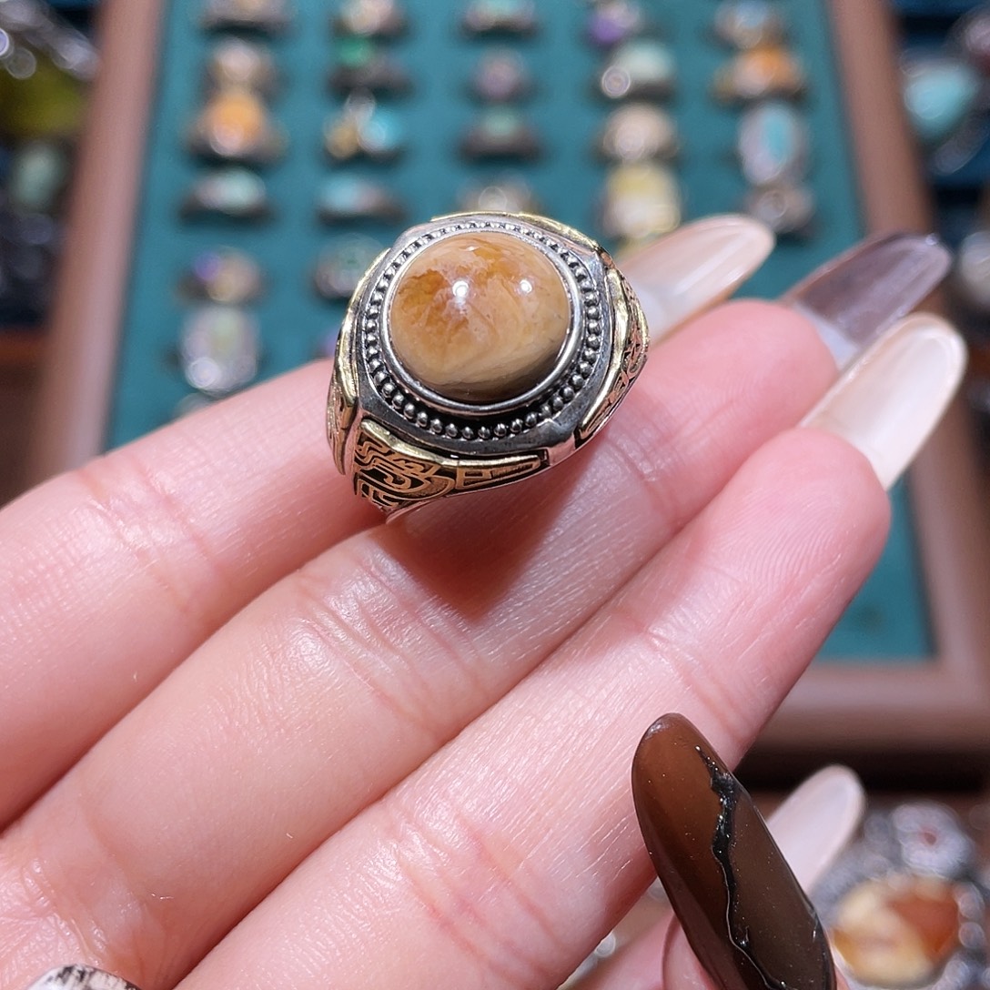 是***要琥珀银S925镶嵌戒指戒指