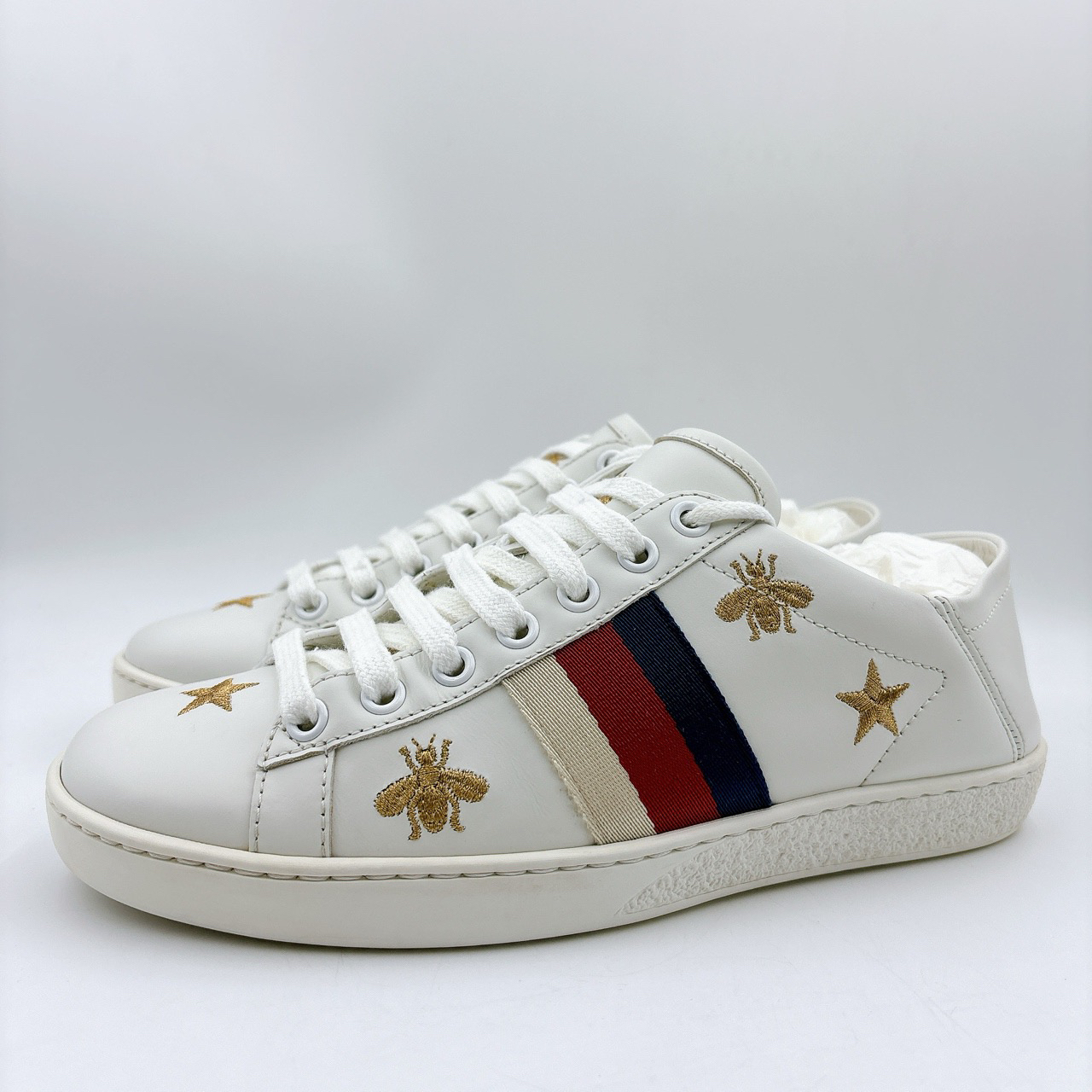 95新 GUCCI/古驰 36码/刺绣星星ace板鞋/BM00717