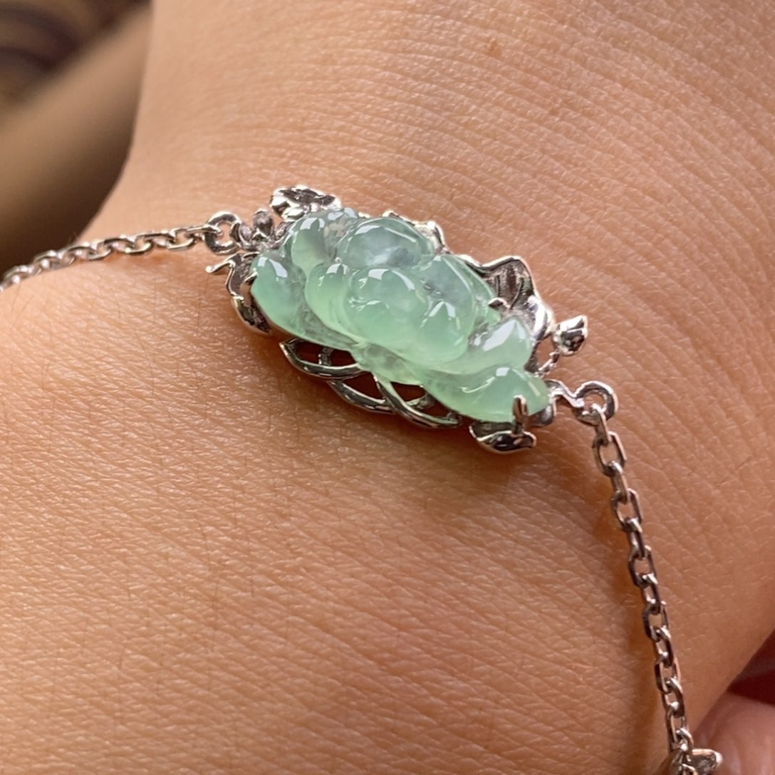 颈饰银S925镶嵌翡翠净货16716