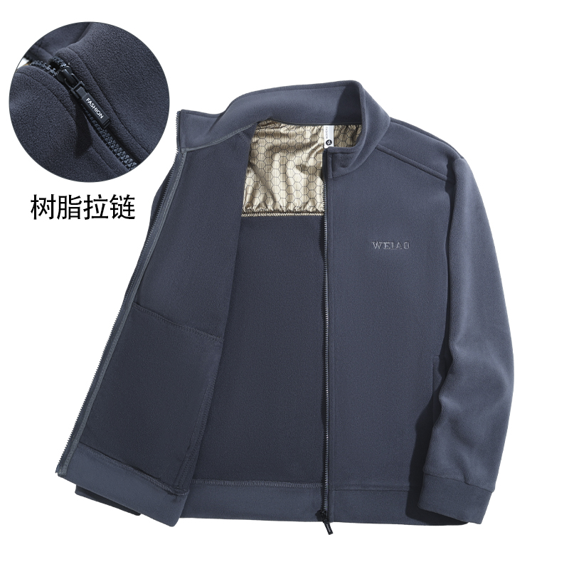 户外摇粒绒外套保暖男短款夹克秋冬立领奥粒绒抓绒衣时尚