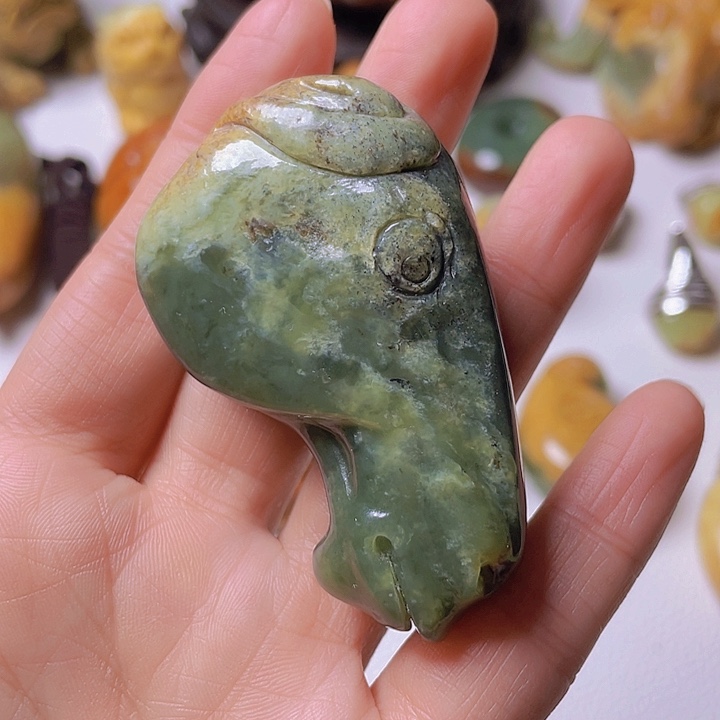 和田玉手把件未镶嵌