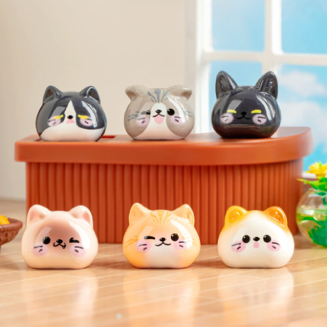 「猫咪脑袋!」Meow" 喵家 实色小立体卡通摆件仿真可爱DIY迷你玩具