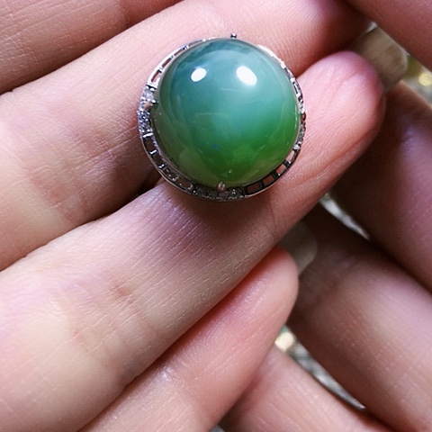 和田玉银S925镶嵌戒指