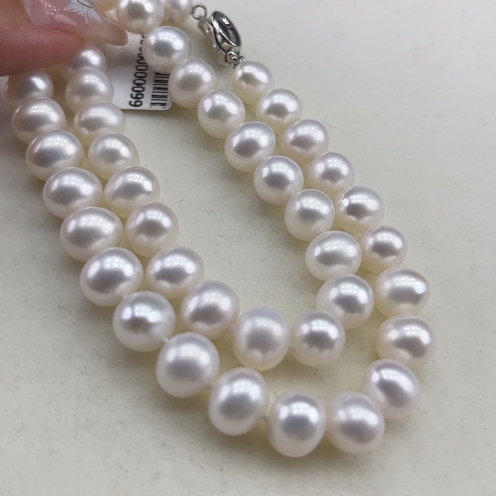 淡水珍珠银S925镶嵌颈饰9➕极光冷白高品