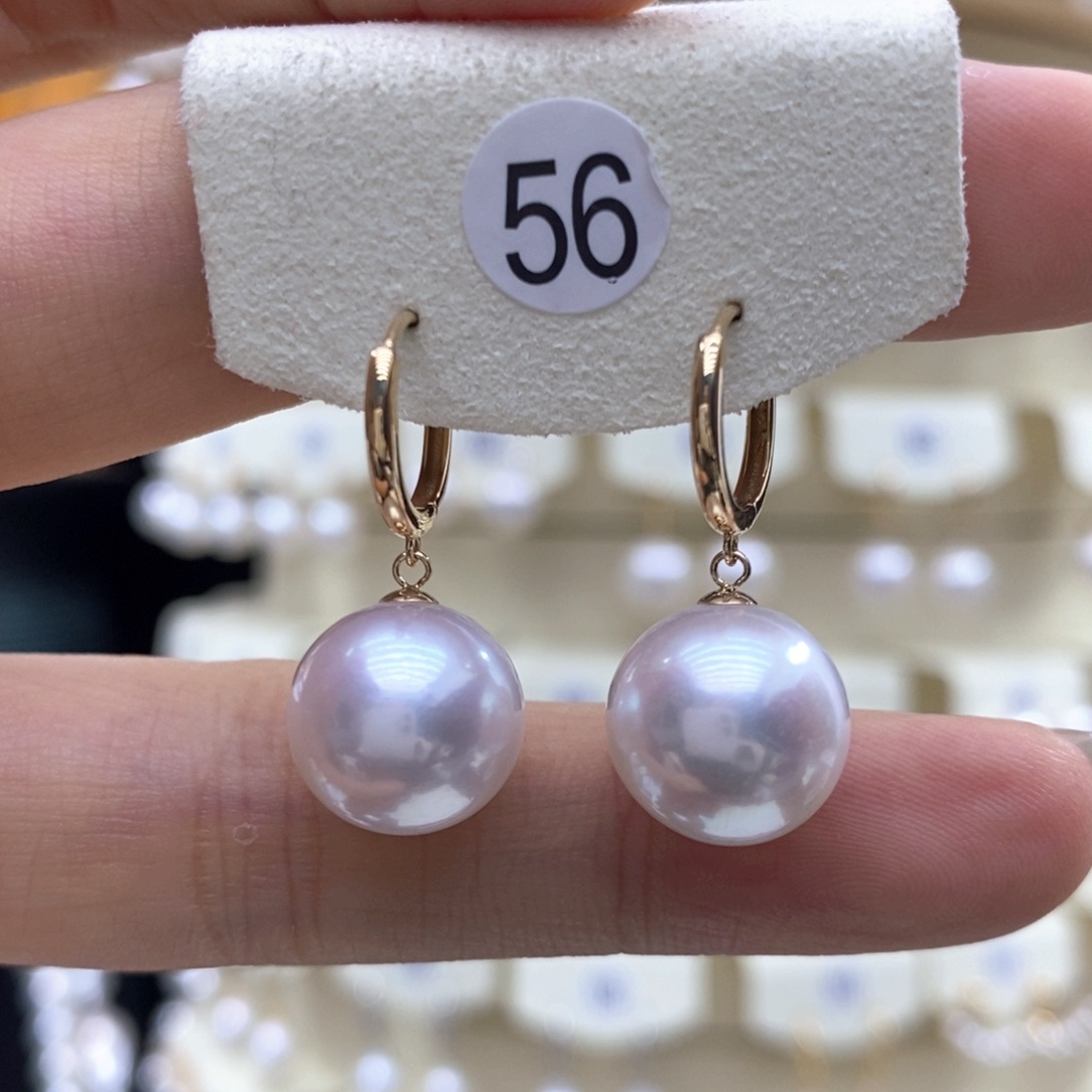 18K金镶嵌淡水珍珠耳饰