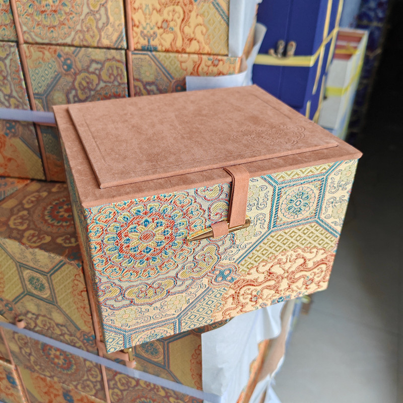 紫砂壶茶具万花锦纹布收纳盒国风珠宝首饰盒文玩礼品盒